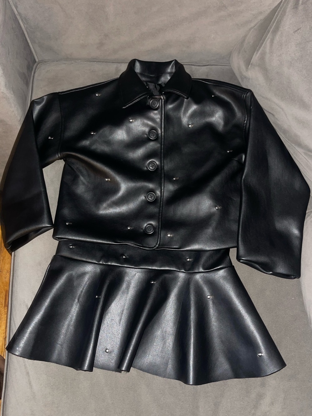 Primark Black Faux Leather Jacket with Stud Accents